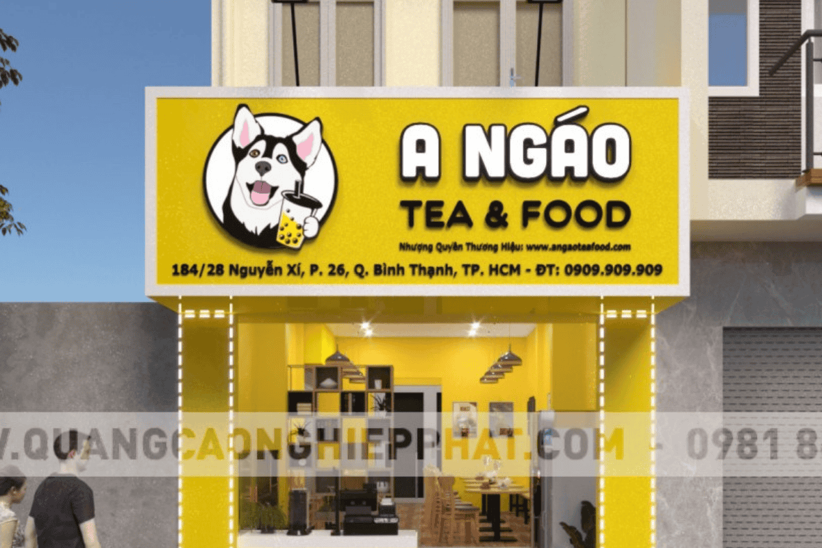 Ảnh mặt tiền nhiều loại biển quảng cáo khác nhau ( Phân biệt hộp đèn mica chữ nổi ) 